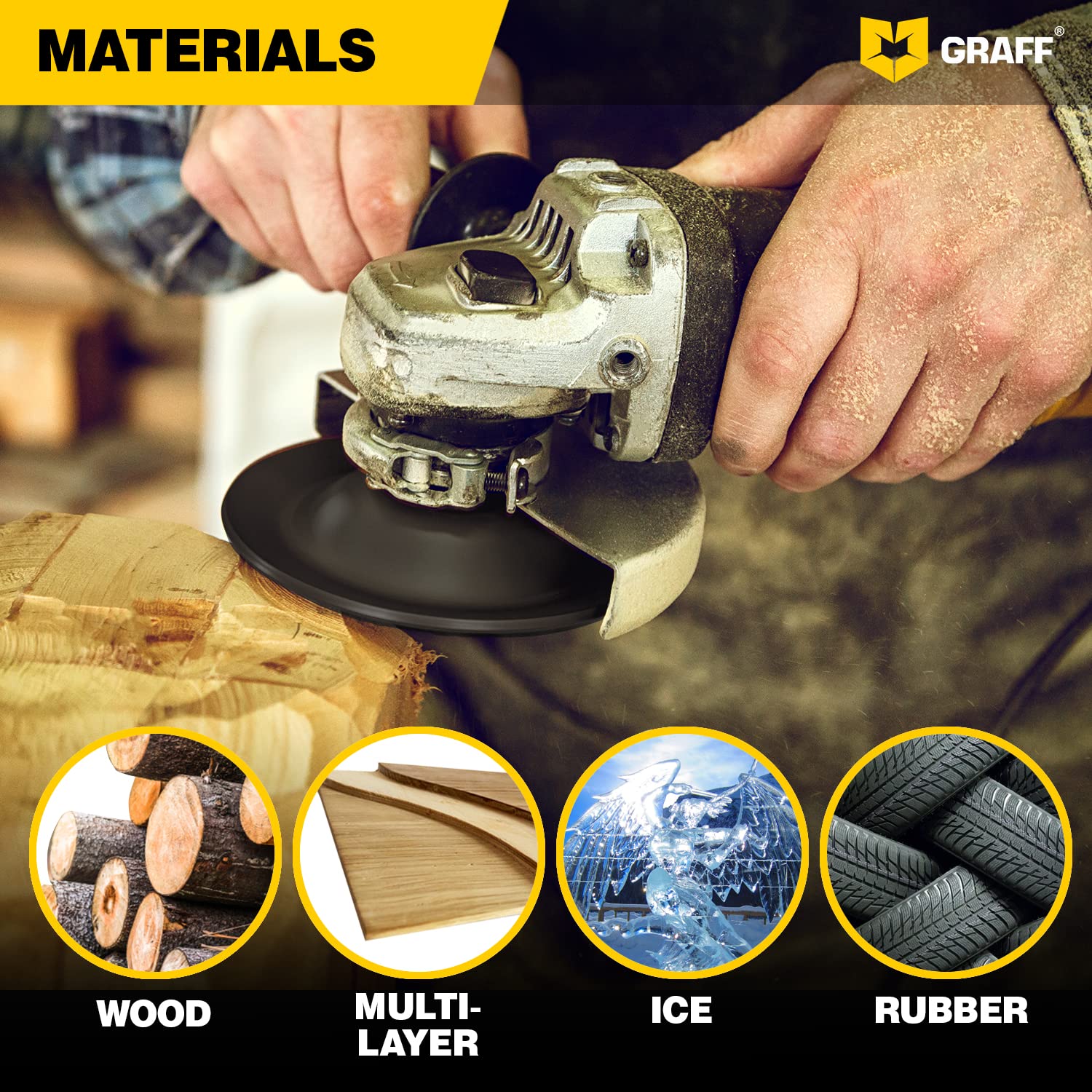 GRAFF Premium Wood Carving Disc 4 1/2 Inch for Angle Grinder – Shaping and Grinding Wheel for Wood, Softwood, Hardwood – Woodworking Angle Grinder Attachment with 7/8" – 5/8" Arbor - Image 5