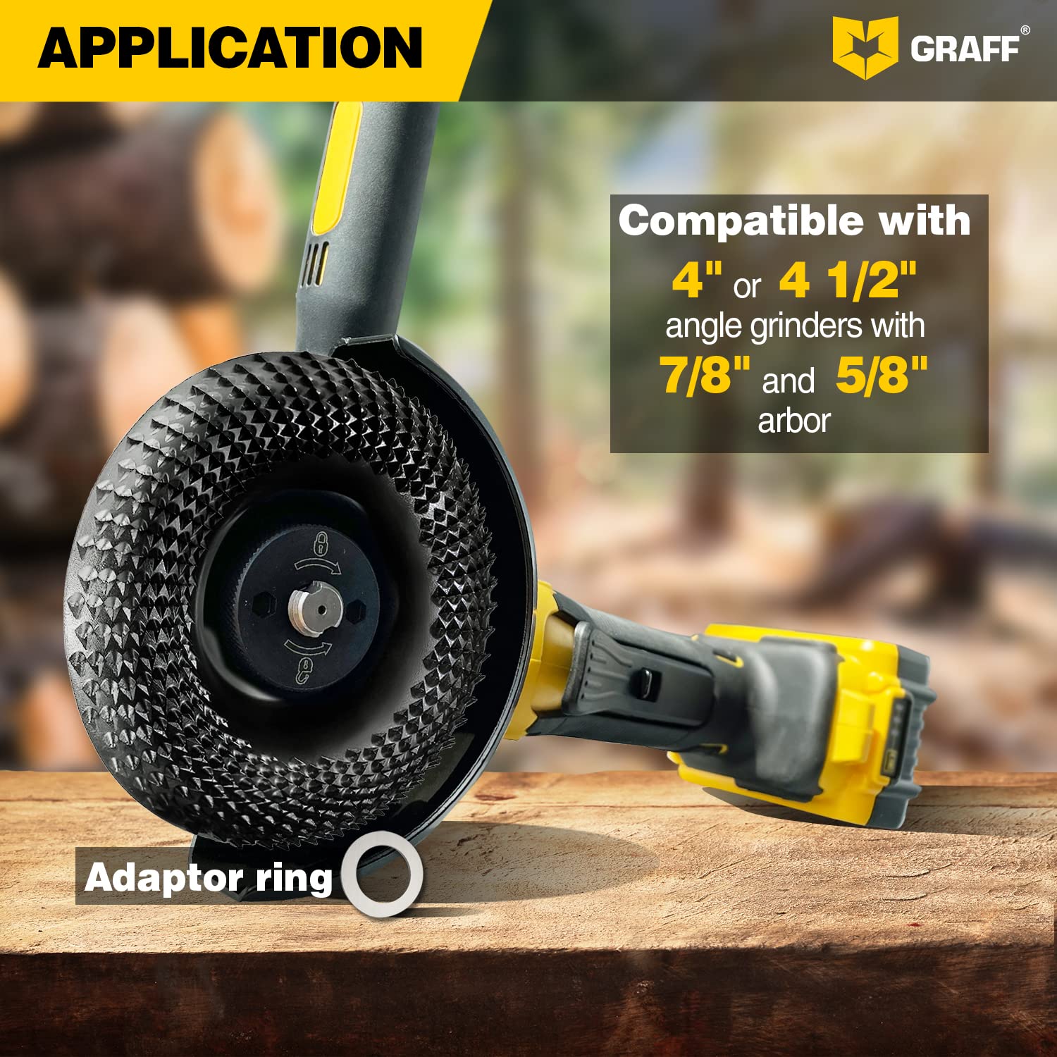 GRAFF Premium Wood Carving Disc 4 1/2 Inch for Angle Grinder – Shaping and Grinding Wheel for Wood, Softwood, Hardwood – Woodworking Angle Grinder Attachment with 7/8" – 5/8" Arbor - Image 7